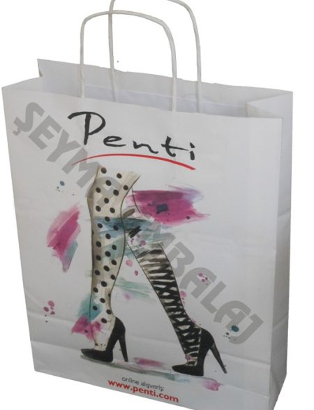 Firma Baskılı Büküm Saplı Kağıt Poşet