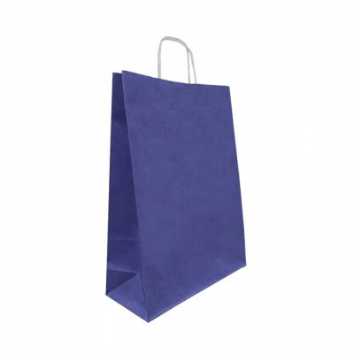 Büküm saplı lacivert renk kraft poşet 18x24x8