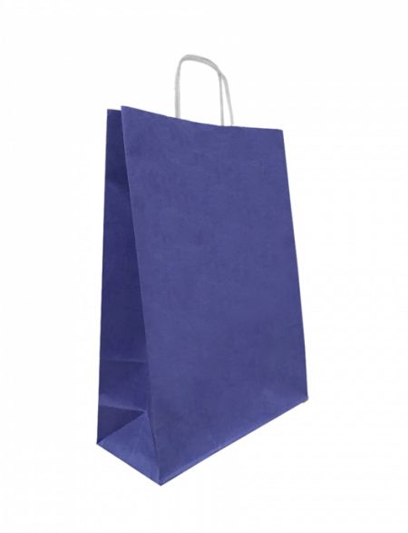 Büküm saplı lacivert renk kraft poşet 18x24x8