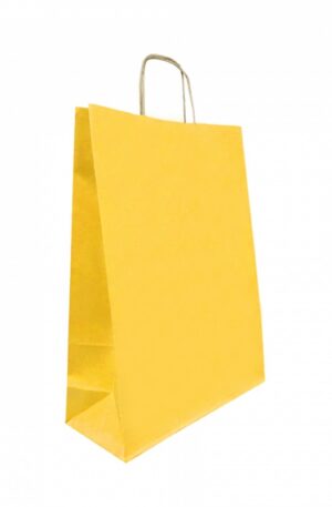 Büküm saplı sarı kraft poşet 18x24x8