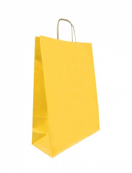 Büküm saplı sarı kraft poşet 18x24x8