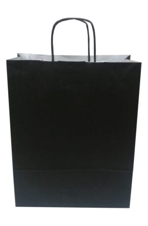 Siyah saplı siyah renk beyaz kraft poşet  32x41x12cm