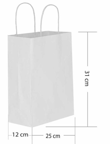 Beyaz Kraft Kağıt Poşet 25x31x12