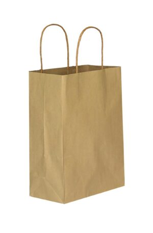 Büküm saplı esmer kraft poşet 18x24x8