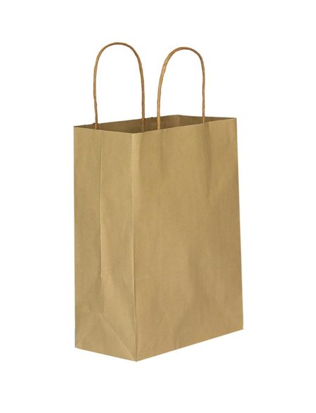 Büküm saplı esmer kraft poşet 18x24x8