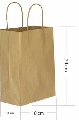 Büküm saplı esmer kraft poşet 18x24x8