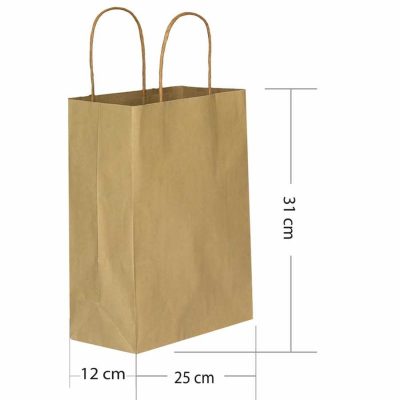 büküm saplı kraft esmer poşet 25x31x12