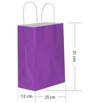 Mor Renk Kraft Kağıt Poşet 25x31