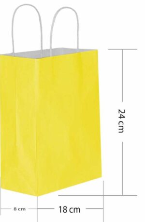 Büküm saplı sarı kraft poşet 18x24x8