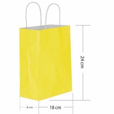 büküm saplı sarı kraft poşet 18x24x8