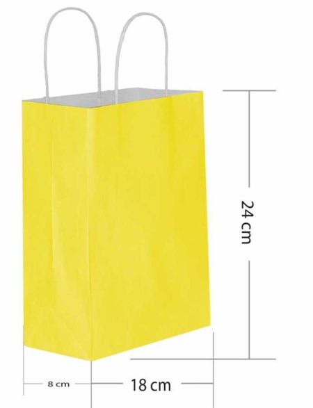 Büküm saplı sarı kraft poşet 18x24x8