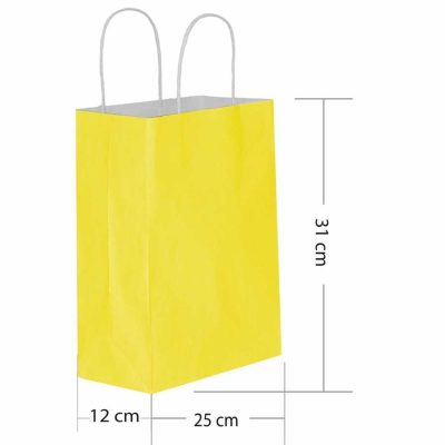 büküm saplı sarı kraft poşet 25x31x12