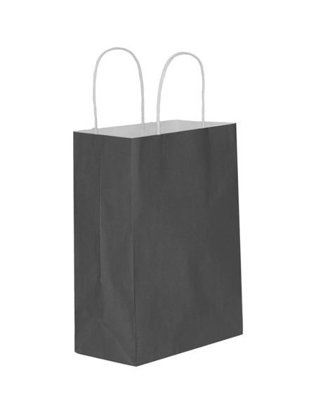 Büküm saplı siyah renk kraft poşet 18x24x8