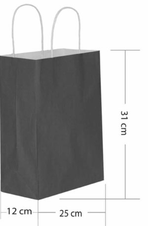 Siyah Renk Kraft Kağıt Poşet 25×31