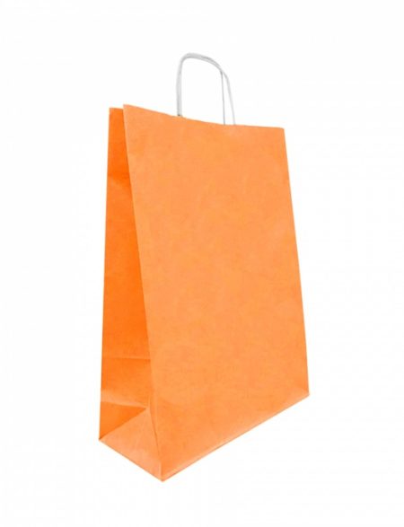 Büküm saplı turuncu kraft poşet  18x24x8