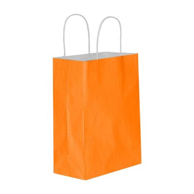 büküm saplı turuncu kraft poşet 18x24x8