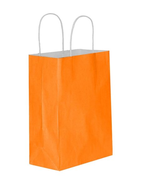 Büküm saplı turuncu kraft poşet  18x24x8