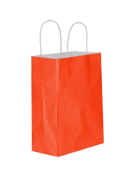 Büküm saplı kırmızı kraft poşet 18x24x8