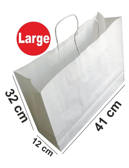 Yatay beyaz kraft poşet 41x32x12