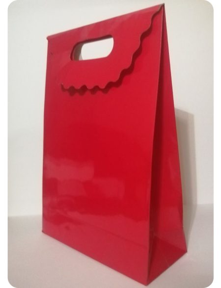 Kırmızı renk kapaklı hediyelik karton çanta 24x34x9,5 cm