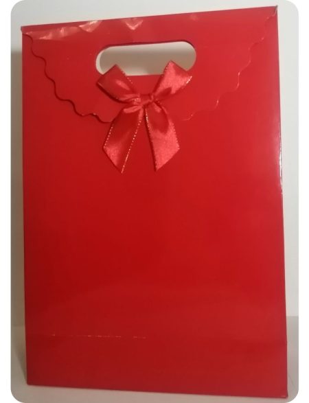 Kırmızı renk kapaklı hediyelik karton çanta 24x34x9,5 cm