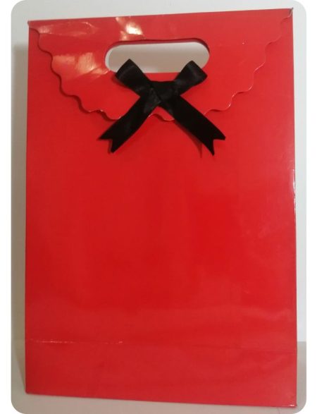 Kırmızı renk kapaklı hediyelik karton çanta 24x34x9,5 cm