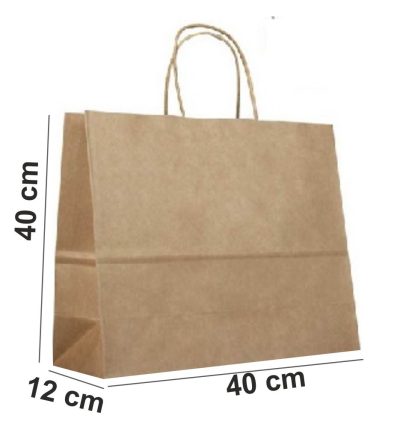 büküm saplı kraft poşet çanta 40x12x40