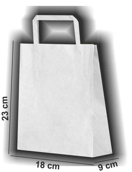 Düz Saplı Beyaz Kraft Poşet 18x23x9 cm