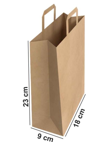 Düz Saplı Kağıt Poşet 18x23x9 cm