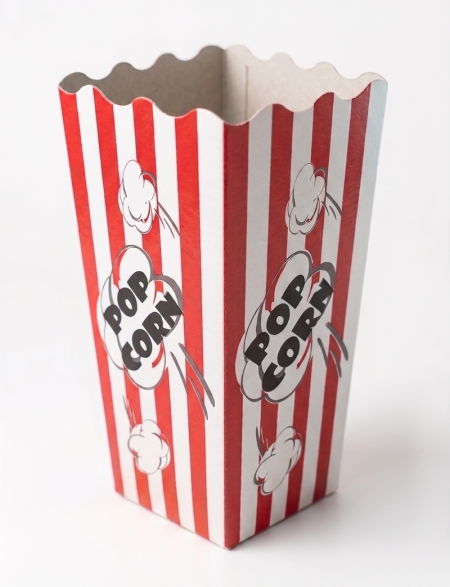 Kırmızı Beyaz Popcorn Kutusu Orta Boy | Patlamış Mısır Kutusu 6,5x9x18,5 cm