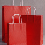 Büküm saplı kırmızı kraft poşet 18x24x8