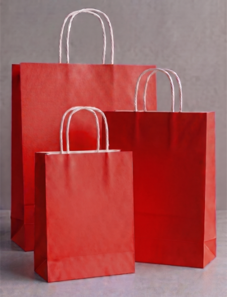 Kırmızı Renk Kraft Kağıt Poşet 25x31x12