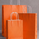 Büküm saplı turuncu kraft poşet  18x24x8