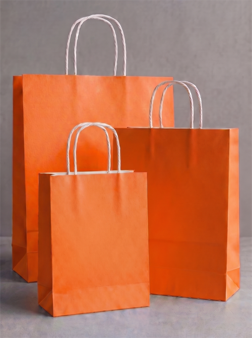 Büküm saplı turuncu kraft poşet 18x24x8 1